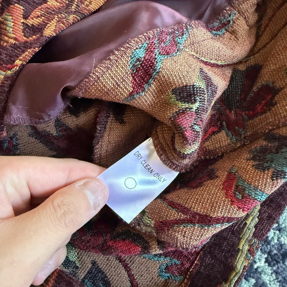 Vintage Women’s 2P Boho Whimsical Warm Colored Florals Tapestry Blazer Jacket - Picture 13 of 13